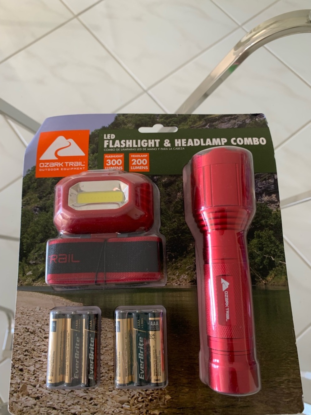 Ozark Trail Red LED Flashlight and Headlamp Set